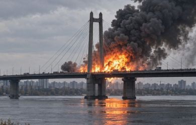 ВС РФ проделали дыру в мосту через Днепр в момент приезда Мерца в Киев. Самое время ударить по жд вокзалу: Коц